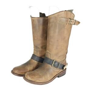 Freebird by Steven Women's Crosby US7 Distressed Leather Harness Moto Biker Boot